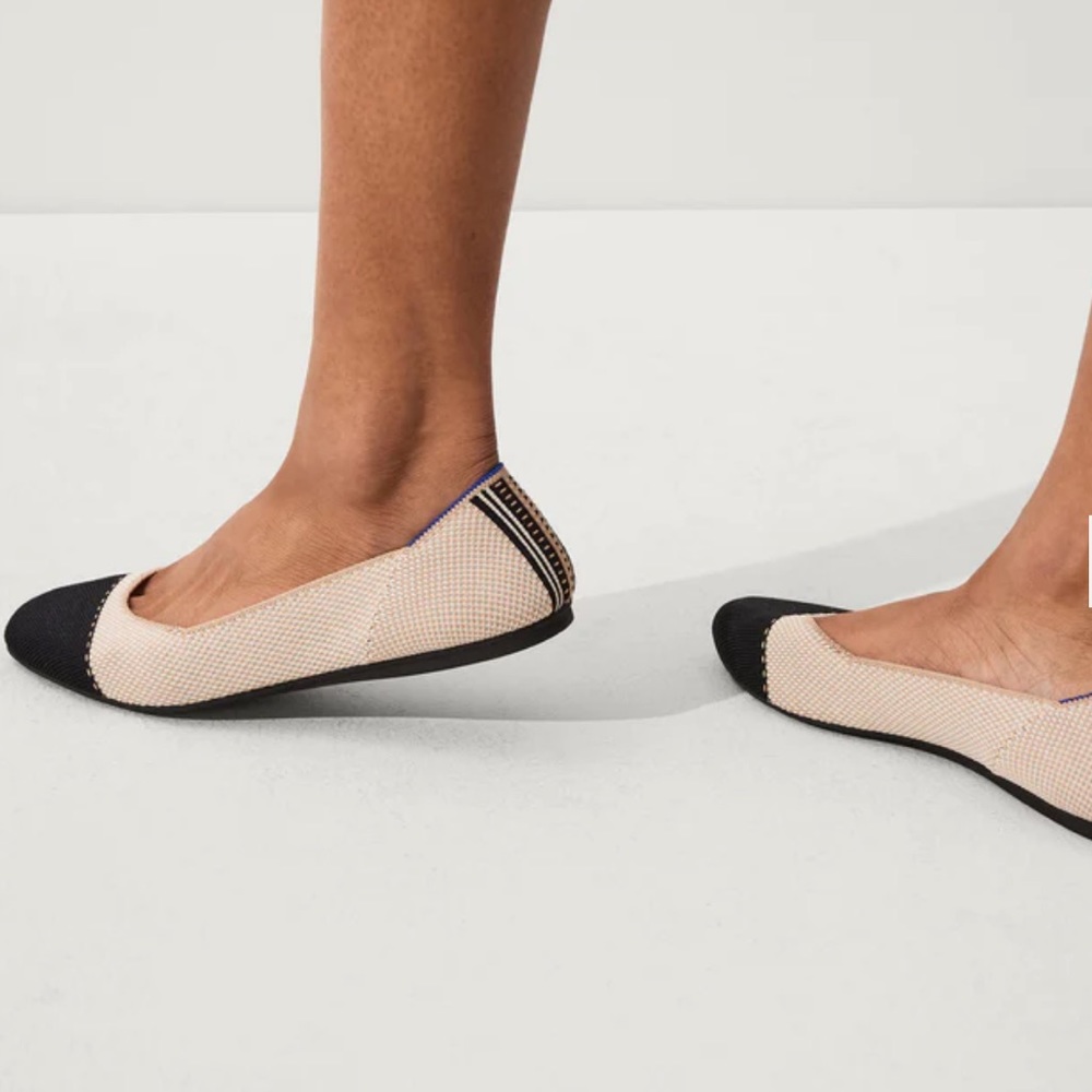 Rothy’s Square Cap Toe Flats in Tuxedo 7.5